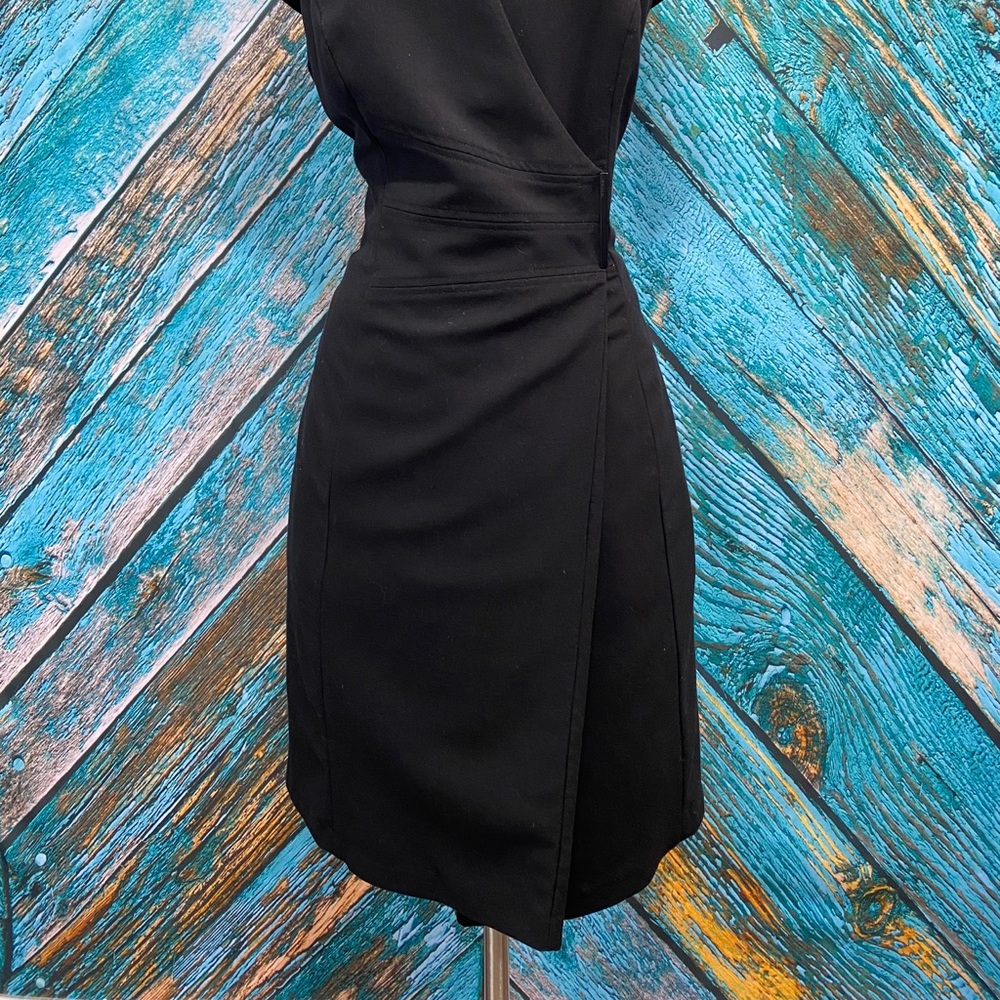 SOLD Black Wrap Dress with Dramatic Neckline - Picture 3 of 7